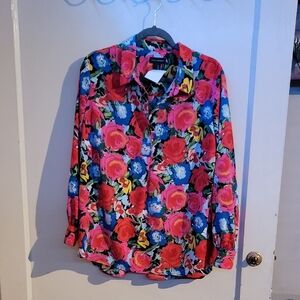 Impressions Floral Blouse - Red, Blue, Pink